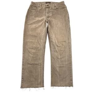 John Henry Men’s Brown Straight Leg Jeans Raw Hem 34x27 Altered
